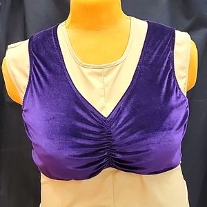 Purple Stretch Velvet Cropped Cinch Front XL XXL Bellydance Yoga